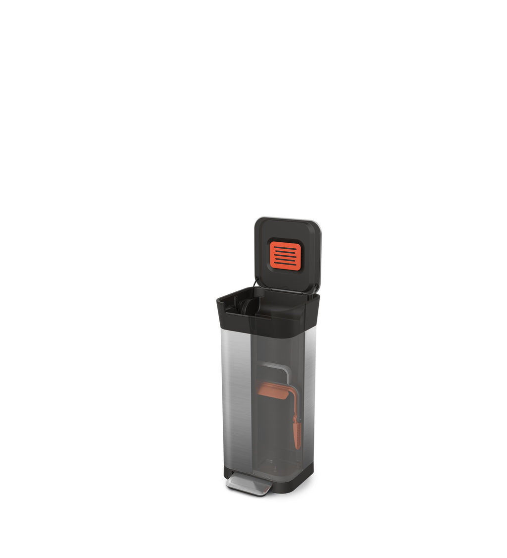 Prullenbak roestvrij staal Titan zilvergrijs 20 L, met compressor, voetpedaal en soft-close deksel