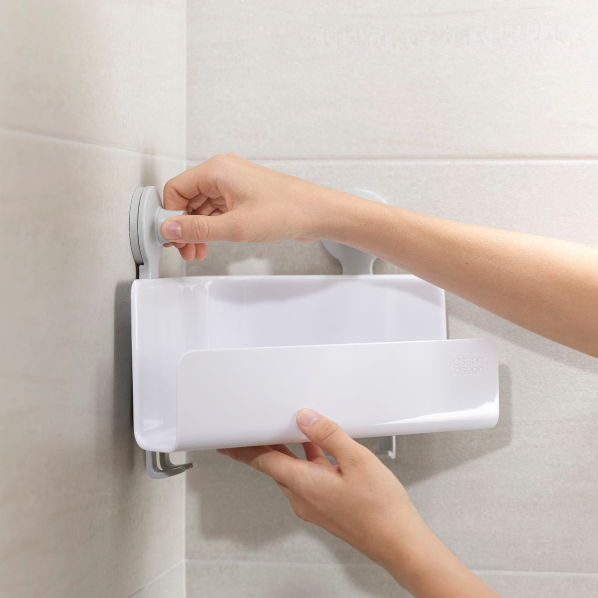 Doucherek met spiegel wit, met zuignappen en afwateringsgat, verstelbare breukvaste spiegel voor de badkamer