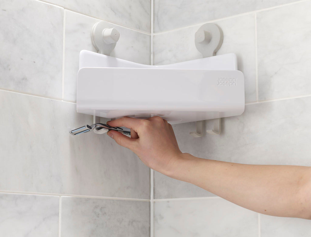 Doucherek met spiegel wit, met zuignappen en afwateringsgat, verstelbare breukvaste spiegel voor de badkamer
