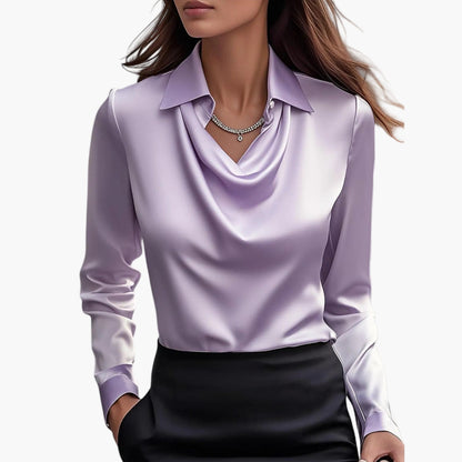Women's Elegant Blouse with Waterfall Collar – Business & Festive Look