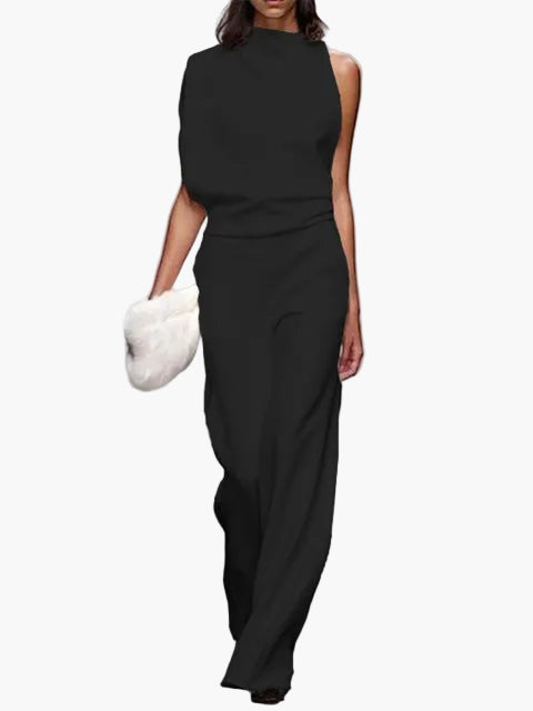 Damen Jumpsuit Elegant mit Weitem Bein, Ärmellos, Modernes Business & Freizeit Outfit