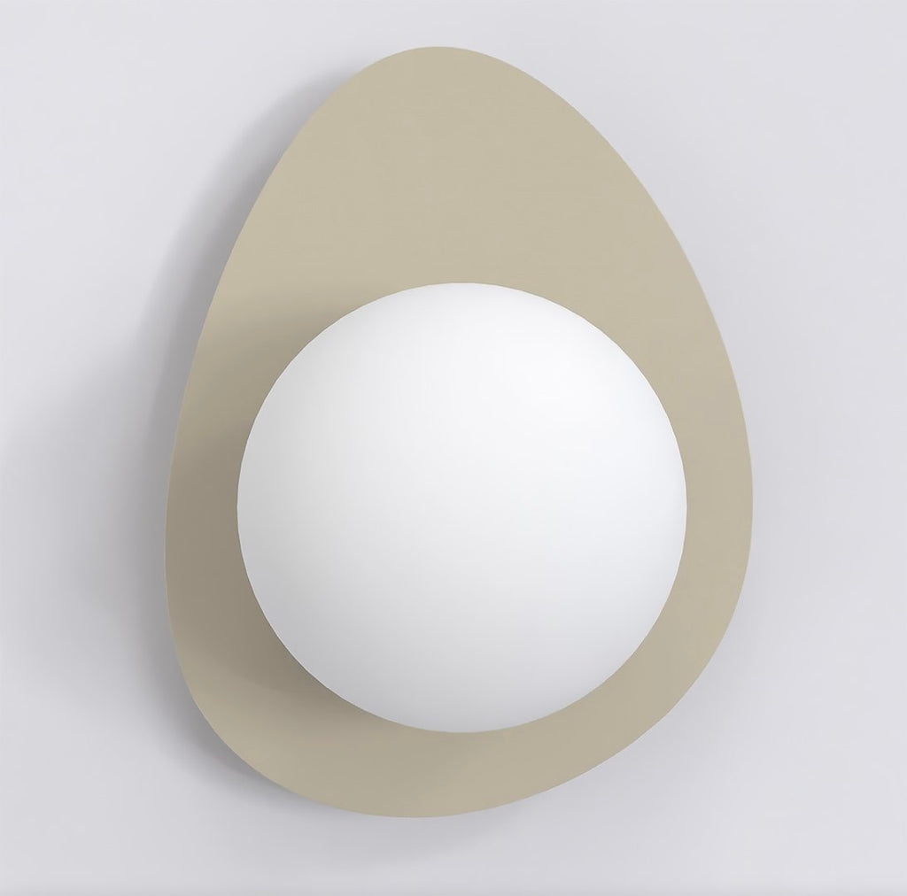 Wandlamp Ovo gepoedercoat staal modern mokka met witte bol Ø 10 cm, G9 fitting, voor hal en slaapkamer