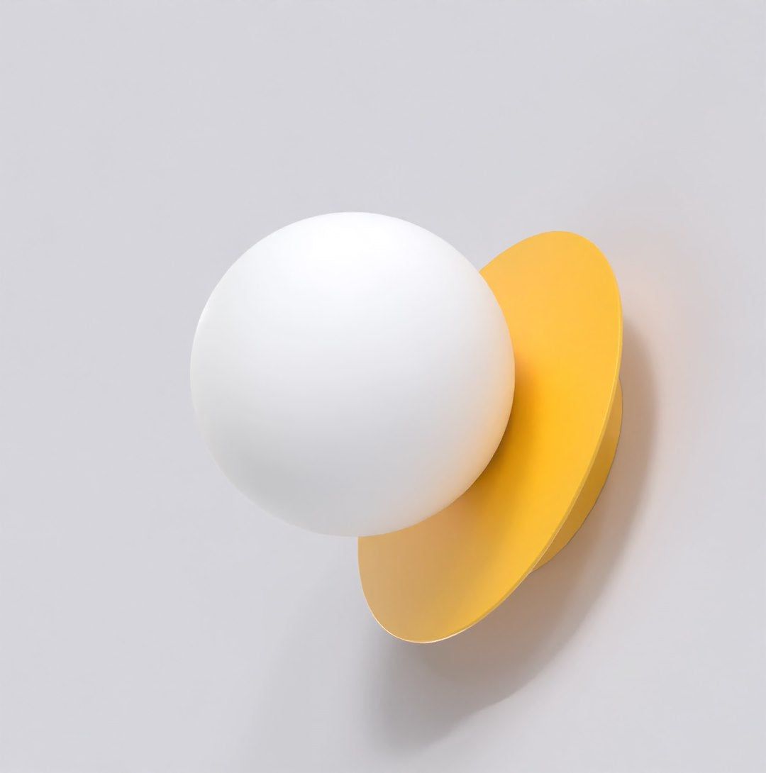 Wandlamp staal minimalistisch Americana K1, oranje met witte bol, Ø 10 cm kap, G9 – hal, slaapkamer en woonkamer