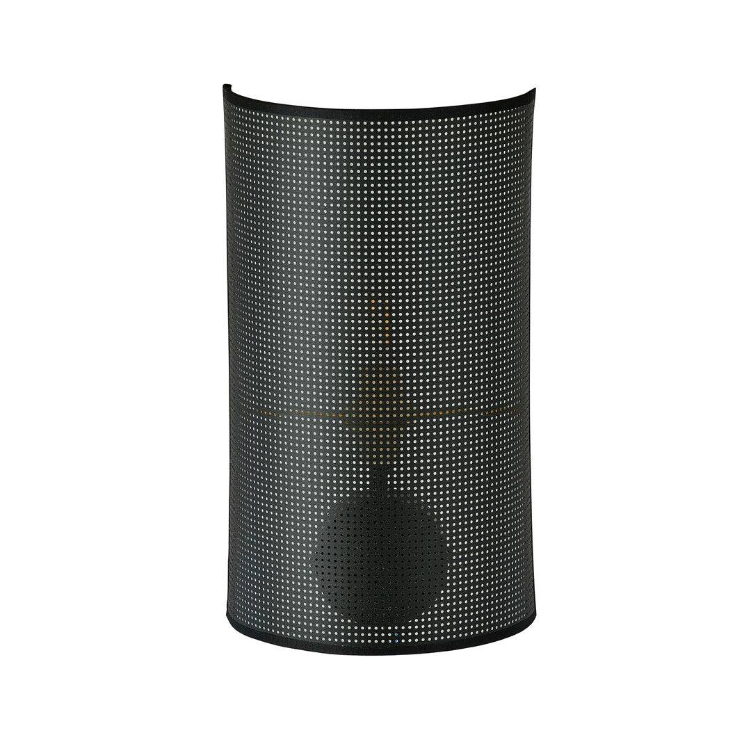 Wandlamp gepoedercoat staal met stoffen kap, industrieel, zwart, 18 x 32 cm, E14, voor hal, slaapkamer en woonkamer