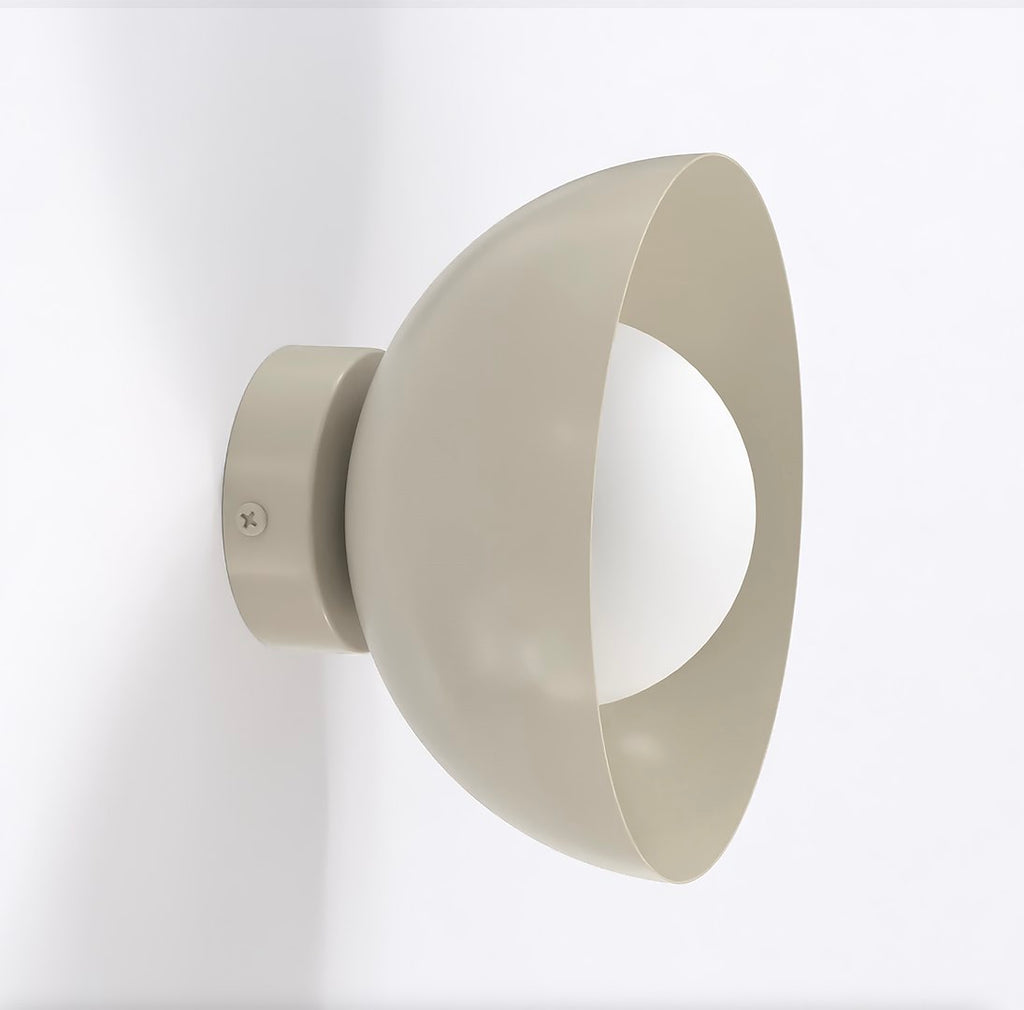 Wandlamp gepoedercoat staal minimalistisch Bibi K1 mokka met witte kap Ø 10 cm, G9 fitting