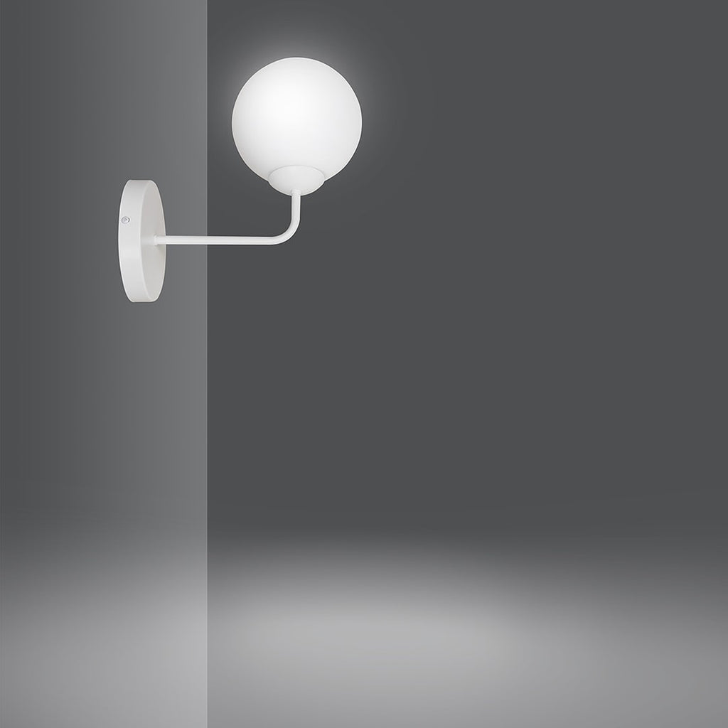 Wandlamp gepoedercoat staal met glas, modern Spijkers K1, wit, kap Ø 15 cm, 1 x E14-fitting