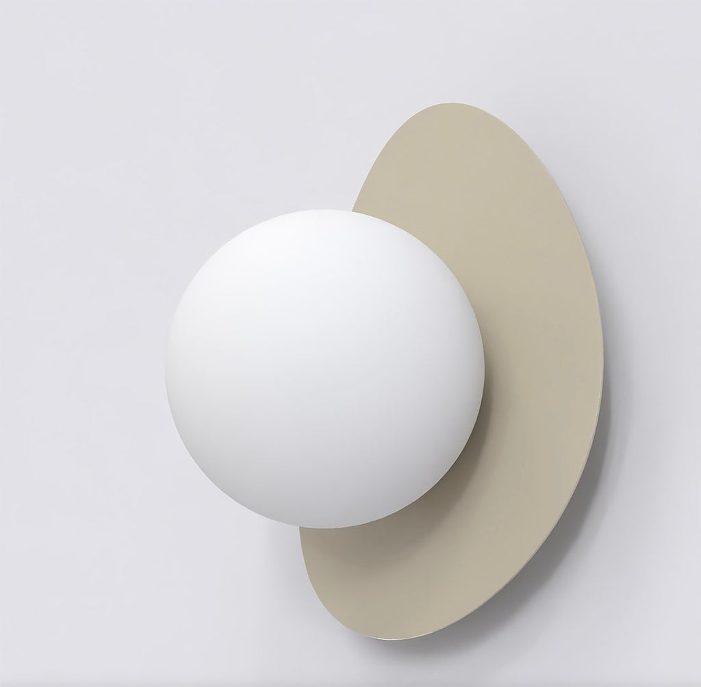 Wandlamp Ovo gepoedercoat staal modern mokka met witte bol Ø 10 cm, G9 fitting, voor hal en slaapkamer