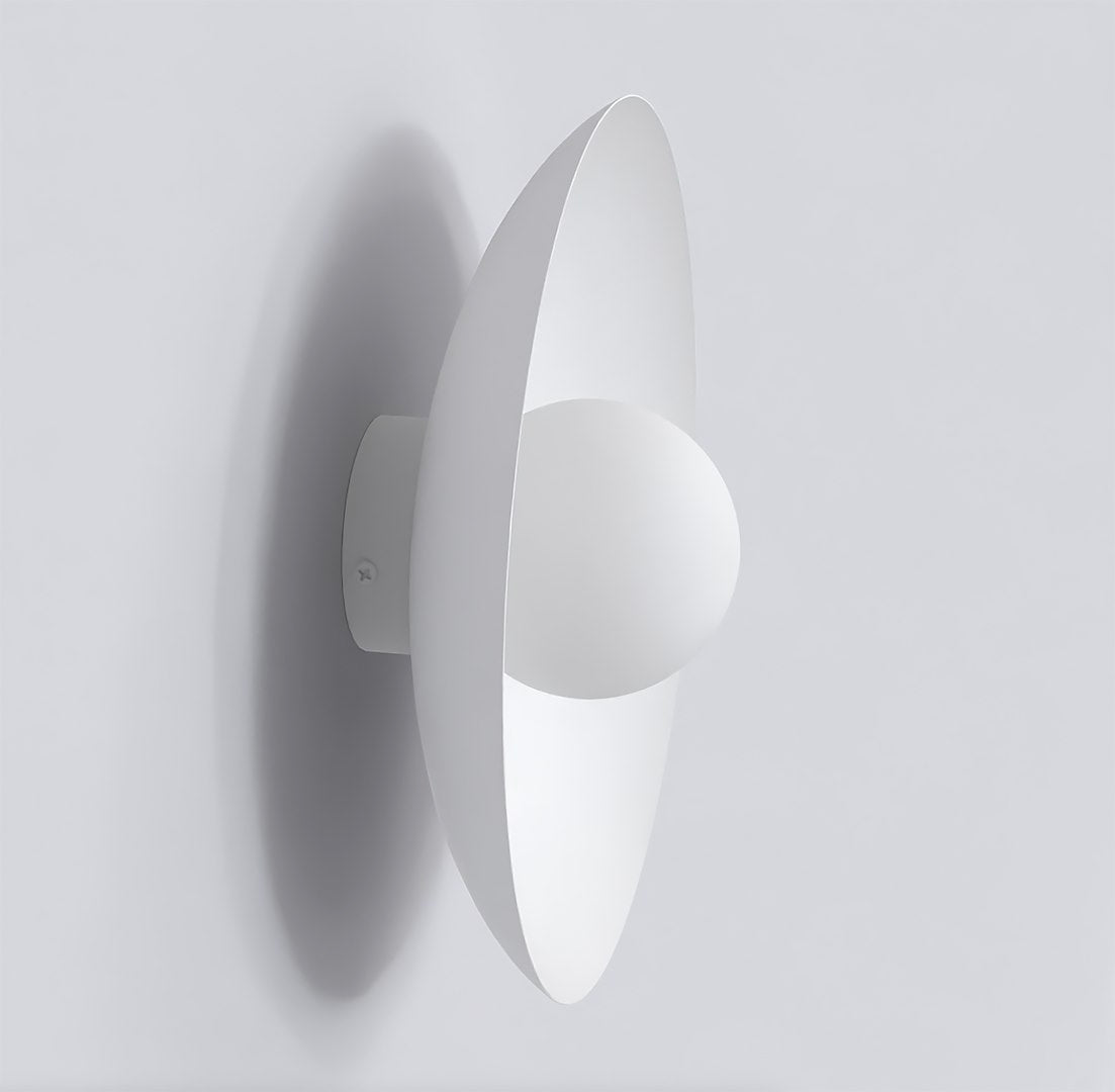 Wandlamp gepoedercoat staal minimalistisch Inspo, wit, lampscherm Ø 10 cm, G9 fitting, woonkamer en gang