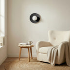 Wandlamp gepoedercoat staal en vilt boho zwart, model Calma K1 – 20 x 13 cm, slaapkamer en gang