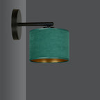 Wandlamp gepoedercoat staal en stof Hilde, groen lampenkap, zwart armatuur, Ø 20 cm, E27 – woonkamer en slaapkamer