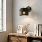 Wandlamp gepoedercoat staal modern Lux zwart met stoffen kap Ø 20 cm, 1 fitting E27
