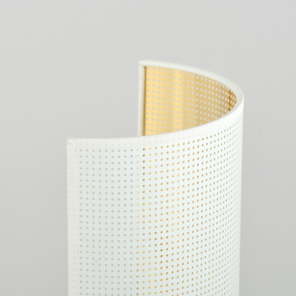 Wandlamp Aston gepoedercoat staal met stoffen kap, industrieel, wit en goud, Ø 18 cm, 1 x E14