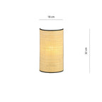 Wandlamp rotan en gepoedercoat staal, boho, Aston, naturel met zwarte rand, 18 x 32 cm, E14