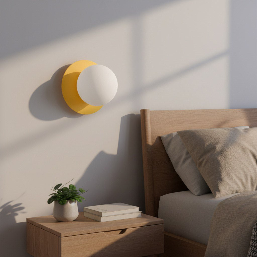 Wandlamp staal minimalistisch Americana K1, oranje met witte bol, Ø 10 cm kap, G9 – hal, slaapkamer en woonkamer