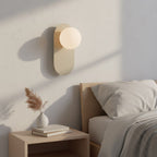 Wandlamp gepoedercoat staal minimalistisch Viva mokka, matte witte bol Ø 10 cm, G9