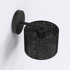 Wandlamp gepoedercoat staal met stoffen kap, minimalistisch, zwart, kap Ø 20 cm, E27, voor gang en slaapkamer
