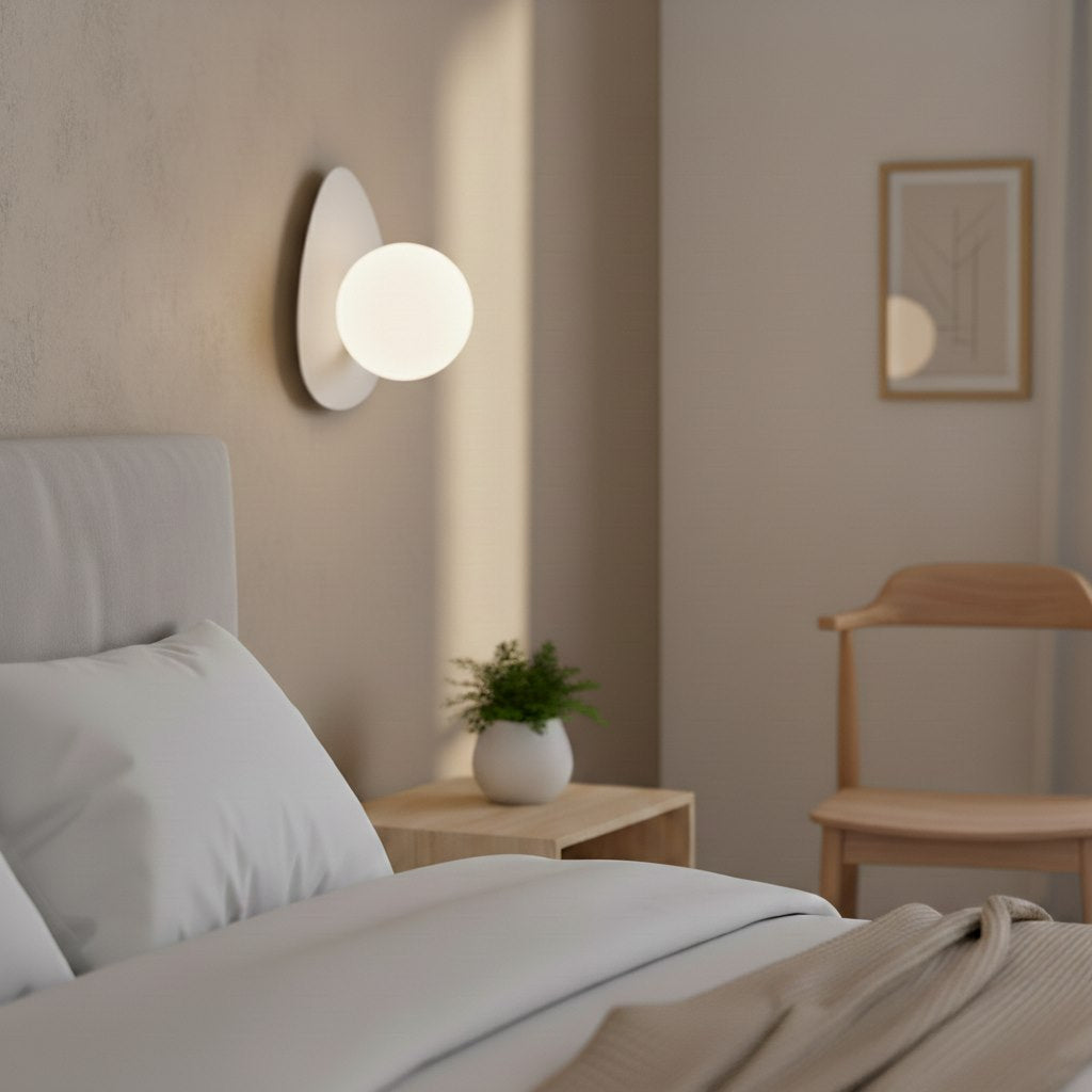 Wandlamp staal modern wit met ronde bol Ø 10 cm, G9 fitting, voor hal en slaapkamer
