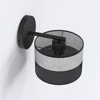 Wandlamp gepoedercoat staal minimalistisch Karbon, zwart met grijze stoffen kap Ø 20 cm, E27