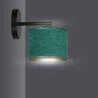 Wandlamp gepoedercoat staal en stof Hilde, groen lampenkap, zwart armatuur, Ø 20 cm, E27 – woonkamer en slaapkamer