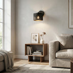 Wandlamp gepoedercoat staal modern Lux zwart met stoffen kap Ø 20 cm, 1 fitting E27