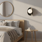 Wandlamp gepoedercoat staal Fiero modern zwart met witte kap Ø 10 cm, G9 fitting, voor hal, woonkamer en slaapkamer