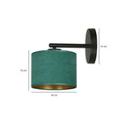 Wandlamp gepoedercoat staal en stof Hilde, groen lampenkap, zwart armatuur, Ø 20 cm, E27 – woonkamer en slaapkamer