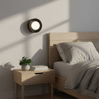 Wandlamp gepoedercoat staal Lulu K1 minimalistisch, zwart met witte kap, G9 fitting – 17 x 13 x 17 cm