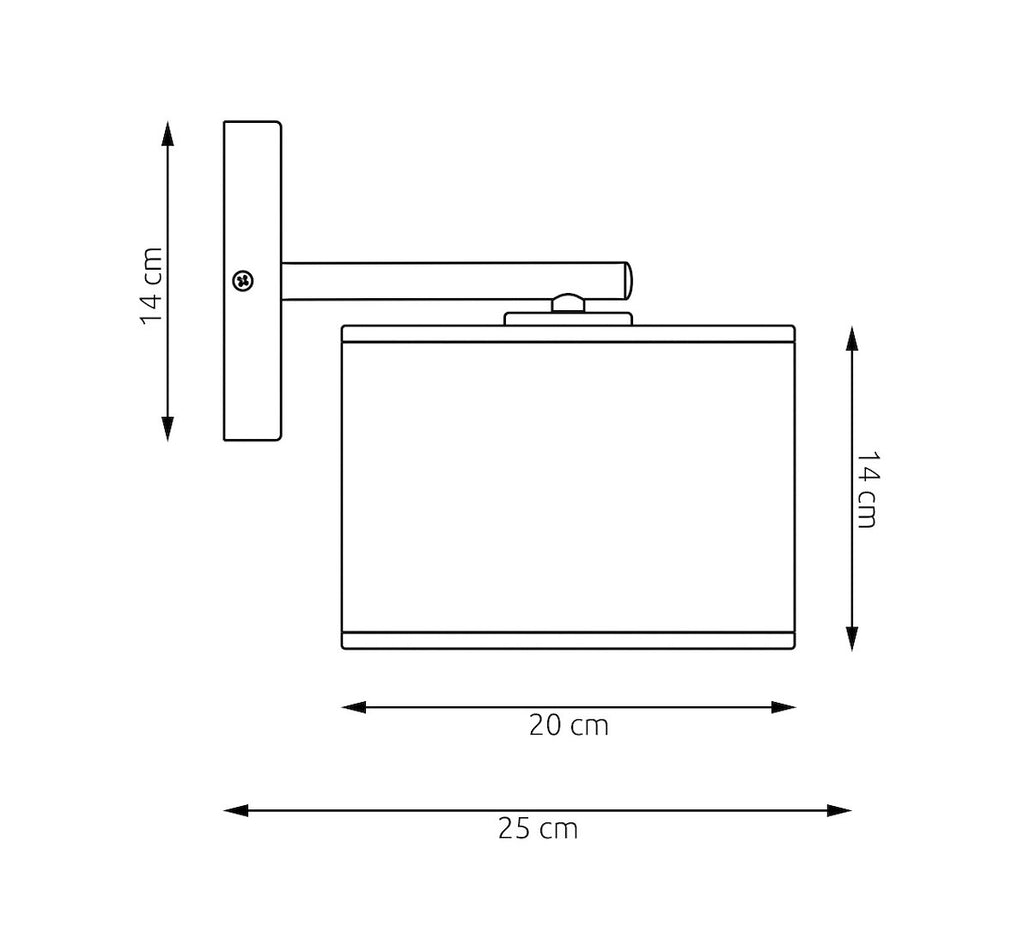 Wandlamp zwart gepoedercoat staal met stoffen kap, minimalistisch Karbon, kap Ø 20 cm, E27 fitting