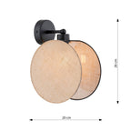 Wandlamp stof en gepoedercoat staal Motif boho, beige lampenkap, mat zwart frame, Ø 20 cm, E27
