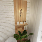 Wandlamp gepoedercoat staal en rotan Lotus boho zwart met bruine kap, 12 x 51 cm, E14, woonkamer en slaapkamer