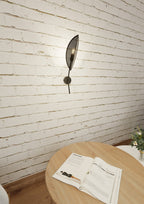 Wandlamp gepoedercoat staal Lotus modern zwart met gouden binnenzijde, bladvormige kap, E14, 12 x 51 cm