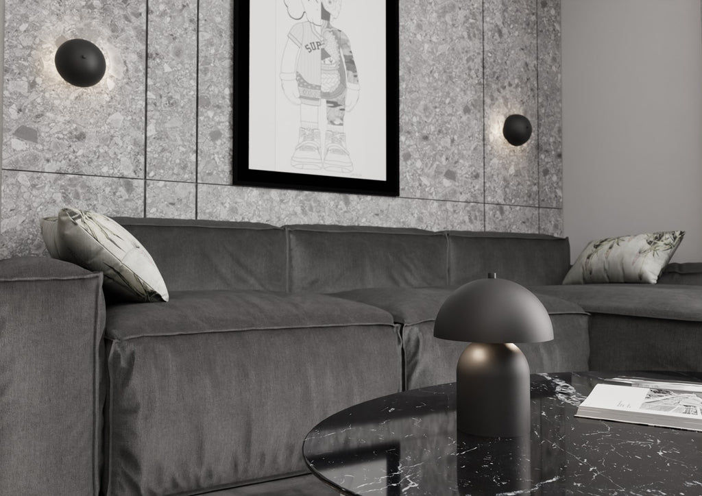 Wandlamp gepoedercoat staal Mush zwart, Ø 18 cm, 2 fittingen G9, voor slaapkamer, woonkamer of hal