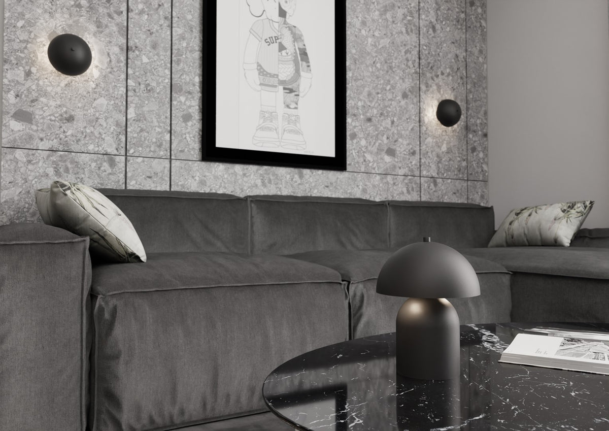 Wandlamp gepoedercoat staal Mush zwart, Ø 18 cm, 2 fittingen G9, voor slaapkamer, woonkamer of hal