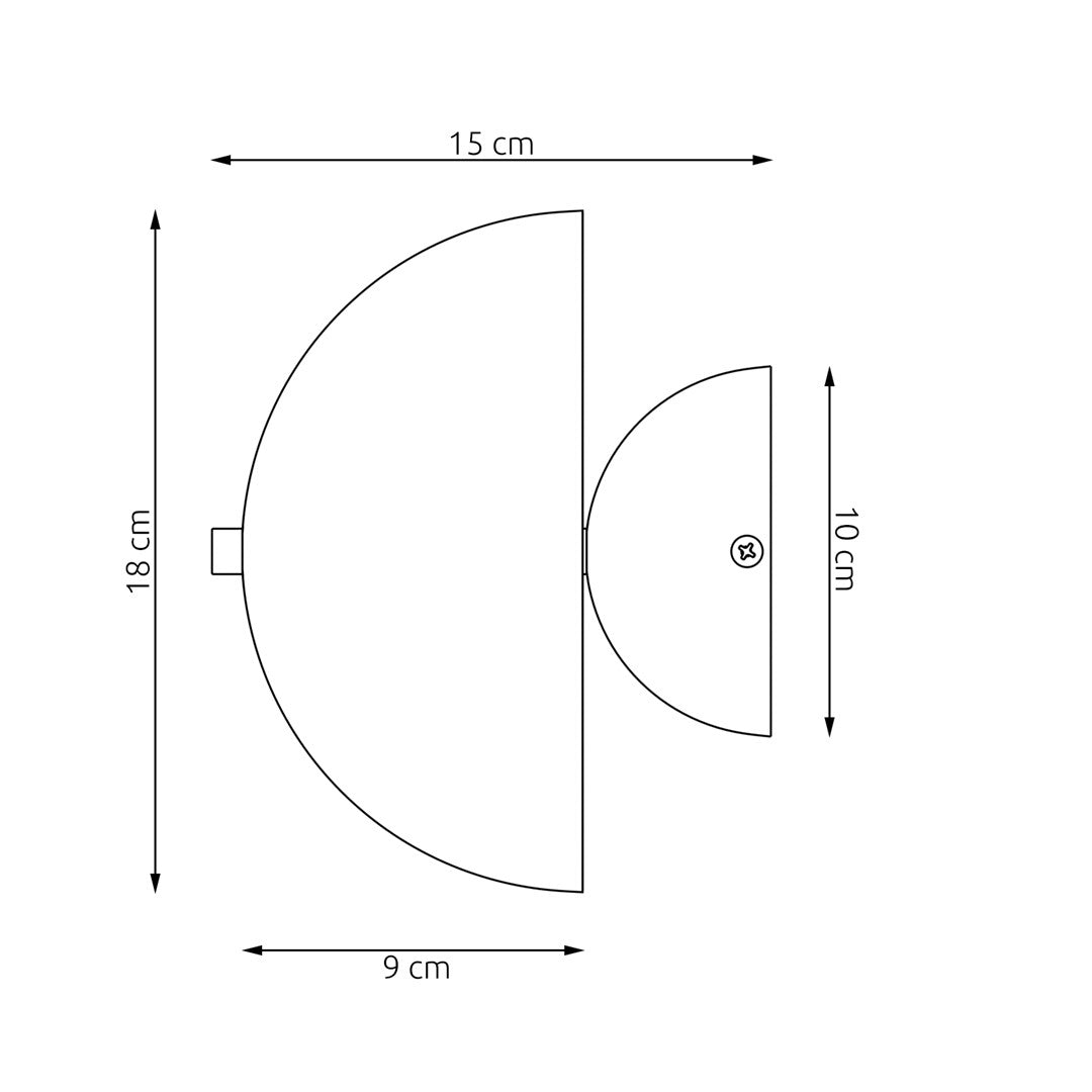 Wandlamp gepoedercoat staal Mush zwart, Ø 18 cm, 2 fittingen G9, voor slaapkamer, woonkamer of hal