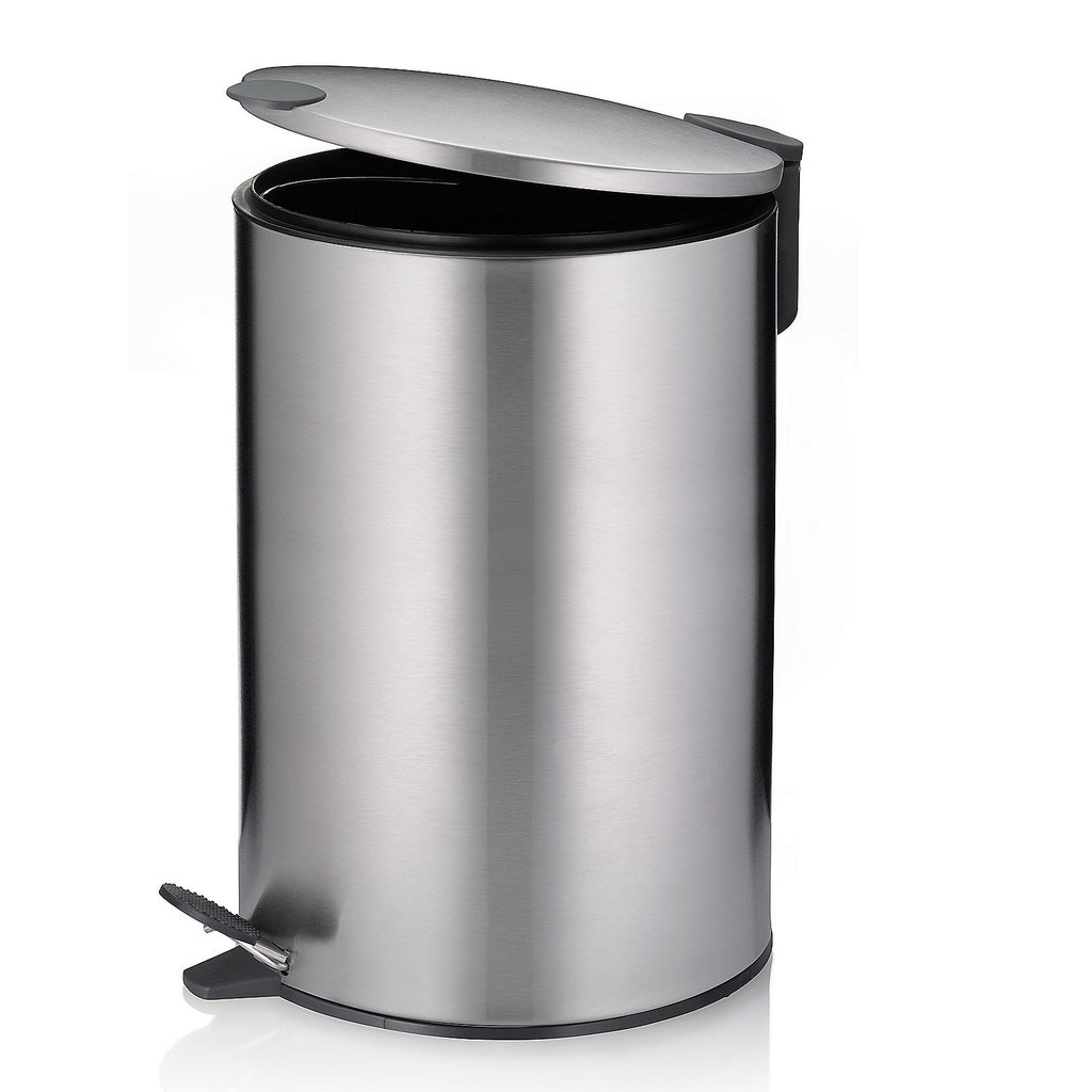 Pedaalemmer metaal Mats mat zilver 12 L, met soft-close deksel voor keuken, badkamer en kantoor