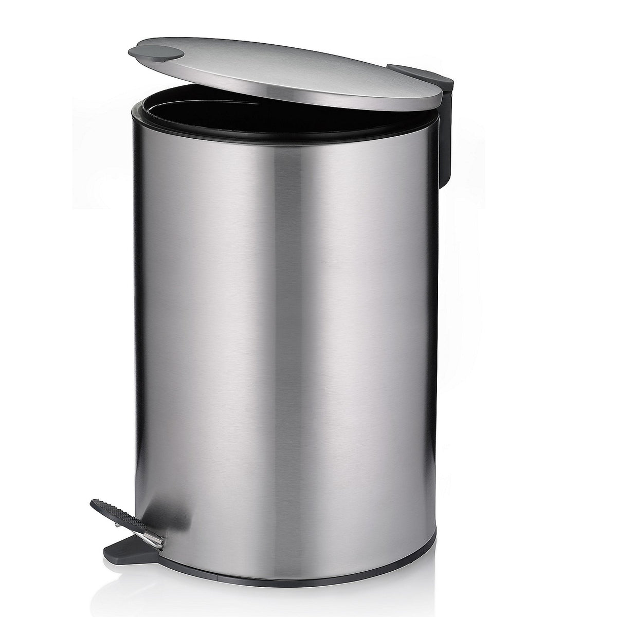 Pedaalemmer metaal Mats mat zilver 12 L, met soft-close deksel voor keuken, badkamer en kantoor