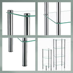 Badkamerrek verchroomd metaal Lars, 4 glazen planken, chroom, 108 x 40 x 30 cm, badkamer