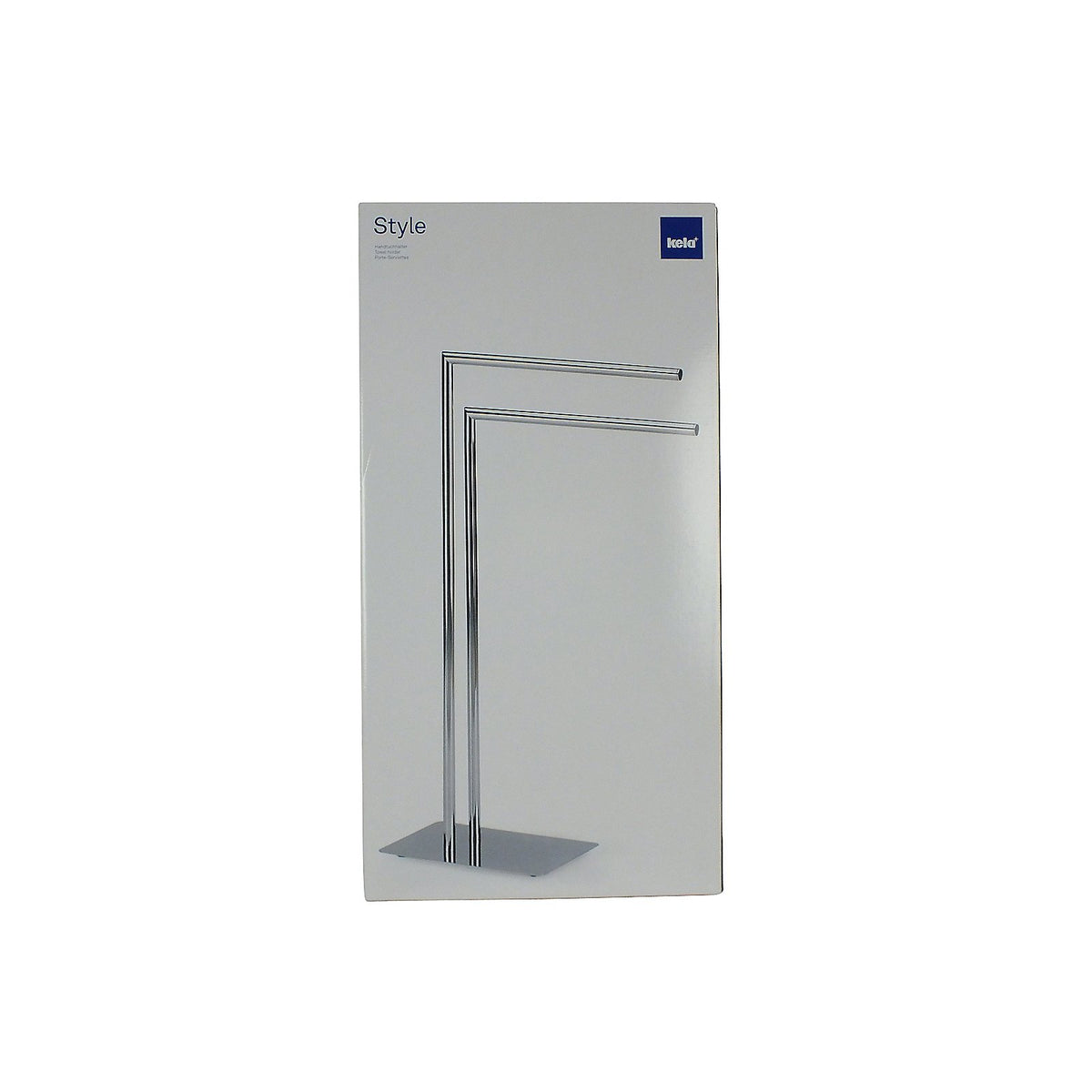 Handdoekrek vloermodel verchroomd metaal Style hoogglans zilver, met twee beugels, 81 cm hoog voor de badkamer