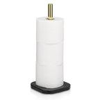 Toiletrolhouder marmer en metaal Liron, goud met zwart, 37 cm, voor toilet