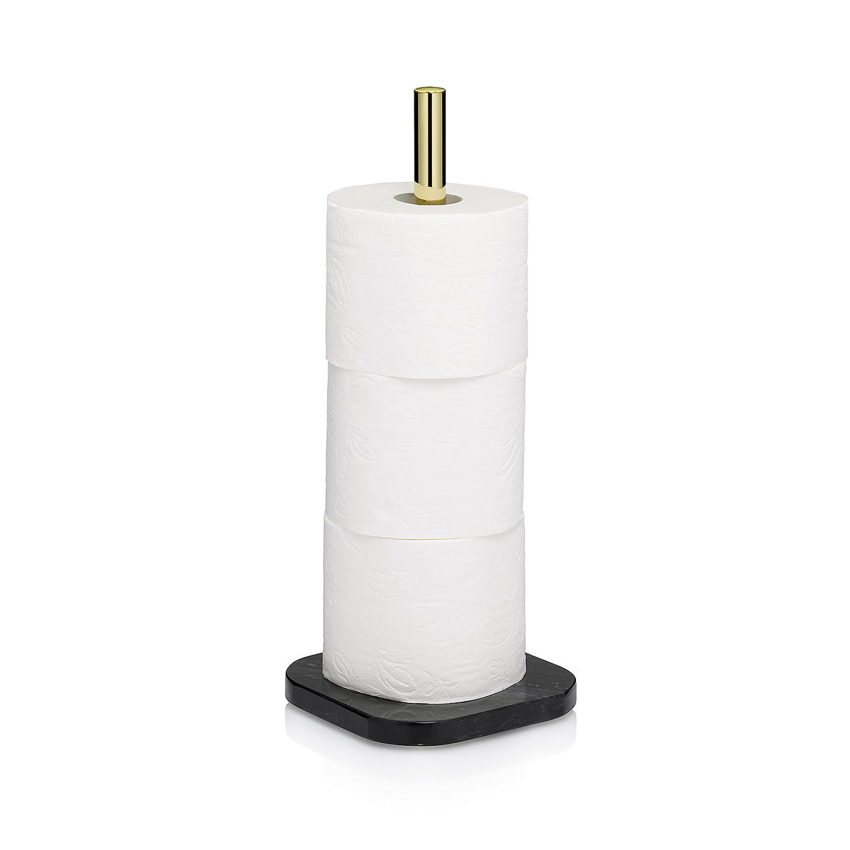 Toiletrolhouder marmer en metaal Liron, goud met zwart, 37 cm, voor toilet