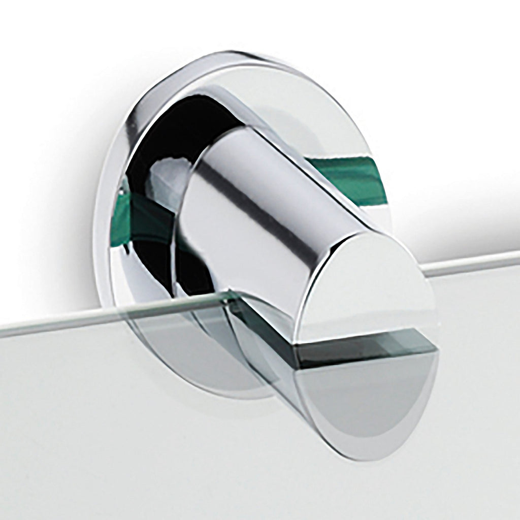 Badkamerplank glas Makira, transparant met chroomkleurige houders, voor de badkamer
