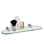 Badkamerplank glas Makira, transparant met chroomkleurige houders, voor de badkamer