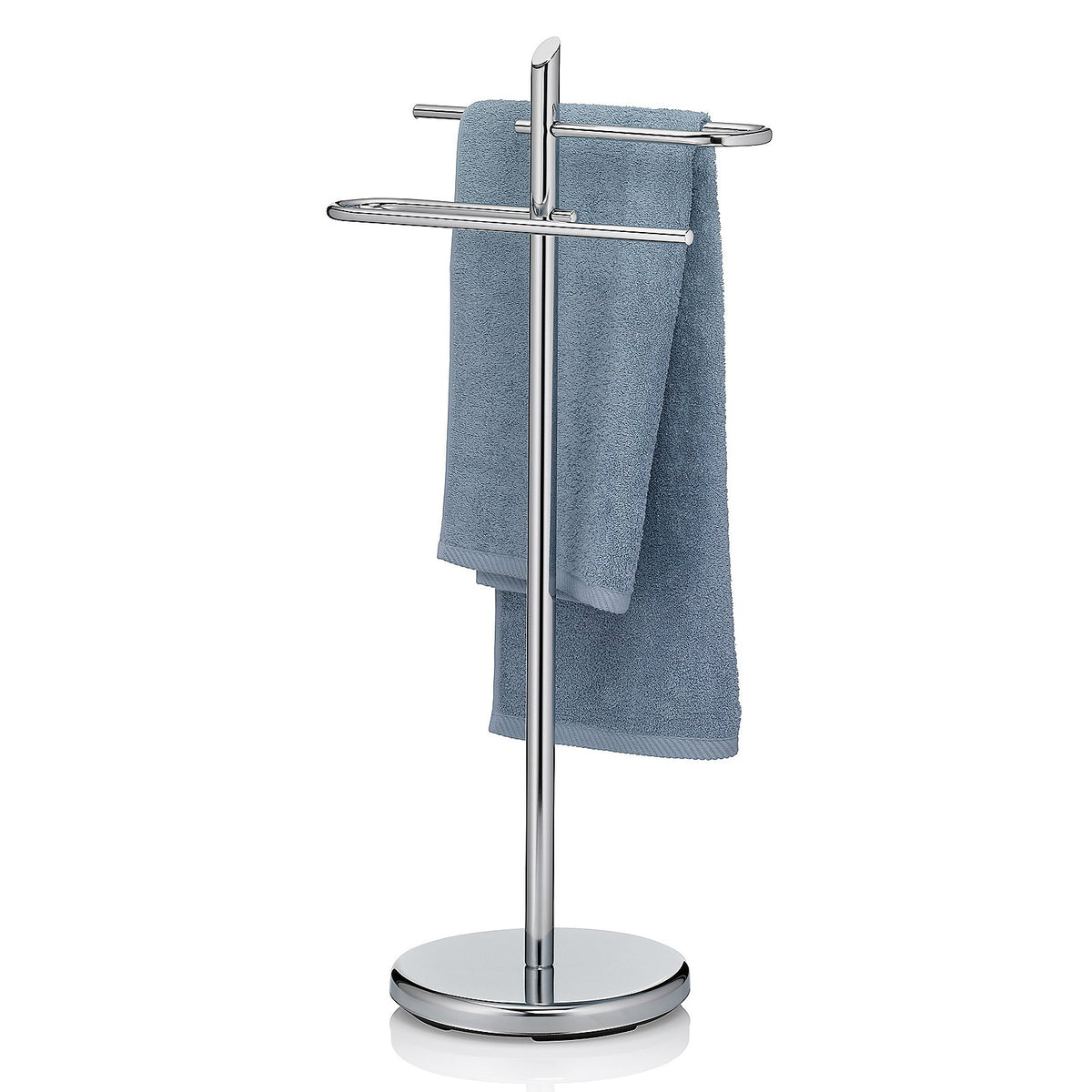 Handdoekrek staand metaal Ken glanzend verchroomd zilver, hoogte 88 cm, voor de badkamer