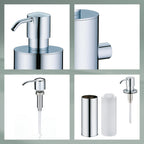 Zeepdispenser messing wandmodel zilverkleurig 400 ml, hoogte 24 cm, voor de badkamer