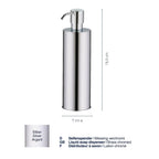 Zeepdispenser massief messing zilverkleurig, 400 ml, hoogte 23,5 cm, met pomp voor badkamer en keuken