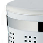 Wasmand met zitdeksel wit gecoat metaal Sevilla, Ø 35 cm hoog 60,5 cm, voor badkamer