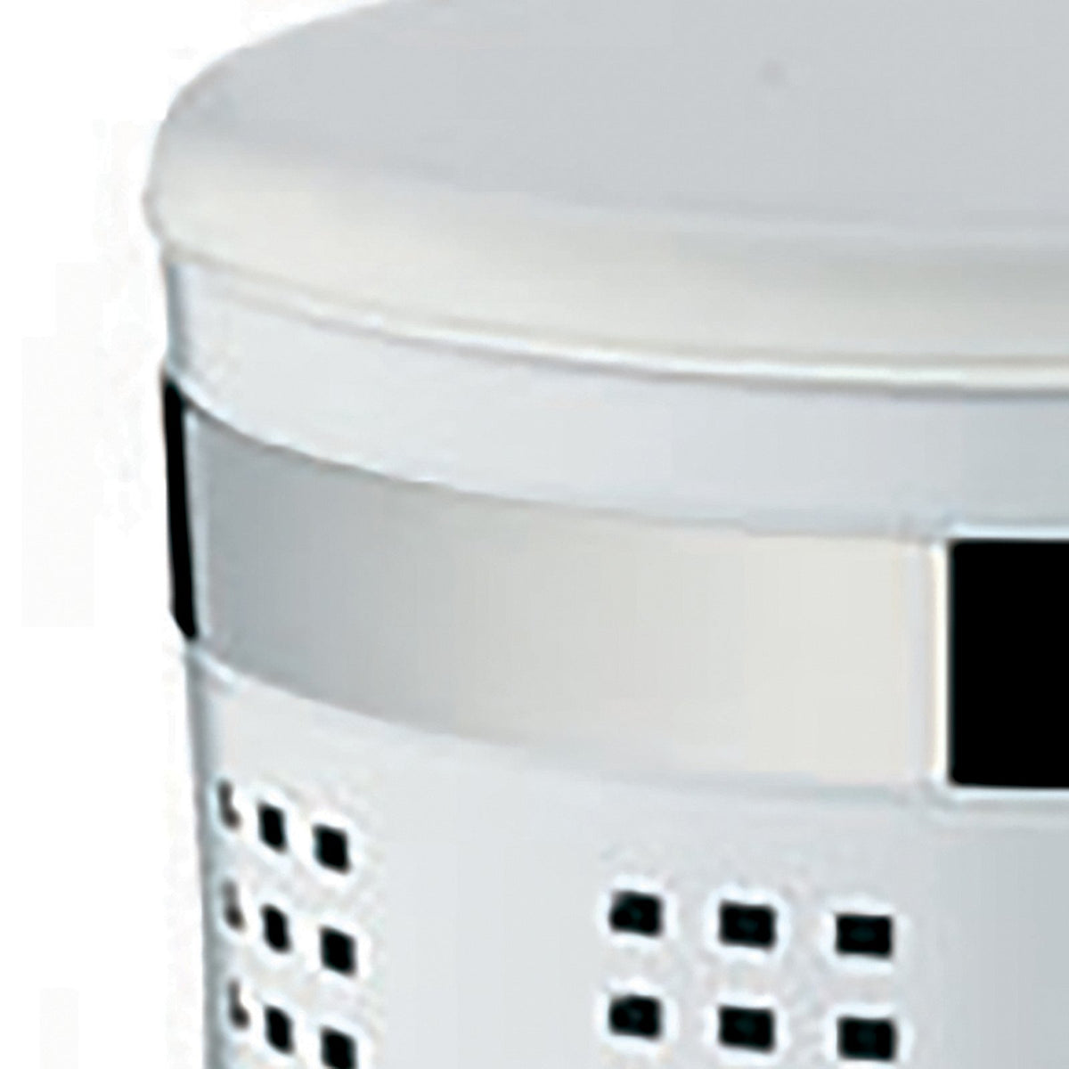 Wasmand met zitdeksel wit gecoat metaal Sevilla, Ø 35 cm hoog 60,5 cm, voor badkamer