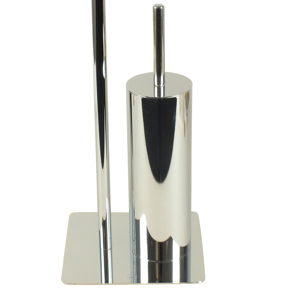 Toiletgarnituur staand verchroomd metaal Style zilver 20 x 20 x 71 cm, toiletborstel en toiletrolhouder