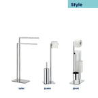 Toiletgarnituur staand verchroomd metaal Style zilver 20 x 20 x 71 cm, toiletborstel en toiletrolhouder