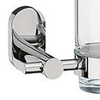 Tandenborstelhouder roestvrij staal Lucido zilver hoogglans, met glazen beker voor wandmontage in de badkamer